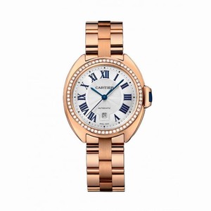 Cartier Cle Silver Flinque Dial 18K Pink Gold Diamond Ladies Watch WJCL0003