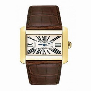 Cartier Divan White Dial 18K Yellow Gold Automatic Ladies Watch W6300856