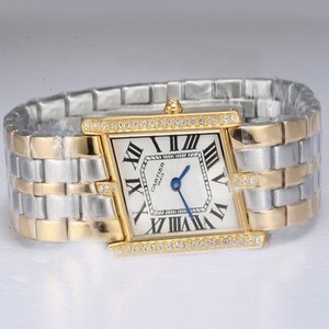 Cartier Lanieres xx3-12195 20x32mm Gold Stainless Steel Strap Womens Watch