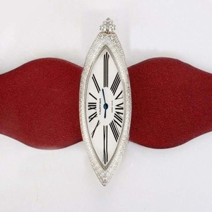 Cartier Libre WJ303050 40x15mm Red Ostrich Leather Strap White Dial Watch