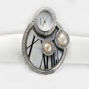 Cartier Libre WJ304850 White Dial Round White Cow Leather Strap Watch
