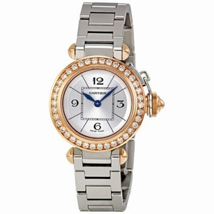 Cartier Miss Pasha Silver Dial Diamond Bezel Ladies Watch WJ124021