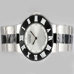 Cartier Must 21 W10109T2 Stainless Steel Bezel Quartz White Dial Watch