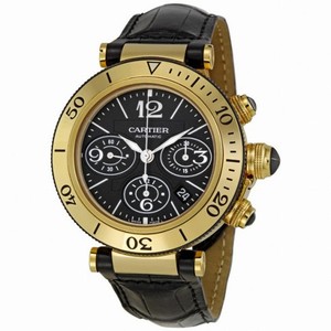 Cartier Pasha 18k Yellow Gold Black Dial Chronograph Men's Watch W3030017