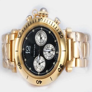Cartier Pasha de Cartier W301970M Stainless Steel Case Mens 18k Gold Bezel Watch