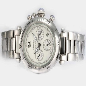 Cartier Pasha de Cartier w31030H3 White Dial Stainless Steel Case Stainless Steel Bezel Watch