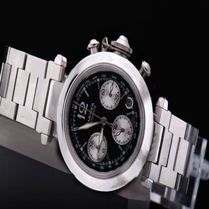 Cartier Pasha de Cartier W31047M7 Quartz Chronograph Black Dial Round Watch