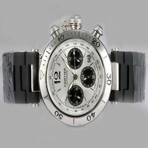 Cartier Pasha de Cartier W31048M7 Stainless Steel Bezel Stainless Steel Case White Dial Watch