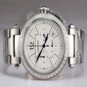 Cartier Pasha de Cartier W31055M7 White Dial Quartz Chronograph Round Watch
