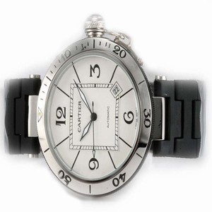 Cartier Pasha de Cartier W31077U2 Silver Rubber Strap Round Mens Watch
