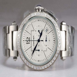Cartier Pasha de Cartier W31085M7 Quartz Chronograph White Dial Watch