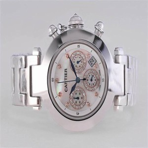 Cartier Pasha de Cartier W31085M7 Stainless Steel Bezel White Dial Quartz Chronograph Watch