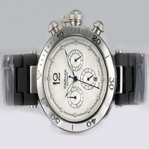 Cartier Pasha de Cartier wj11902g Black Rubber Strap Round Mens Watch