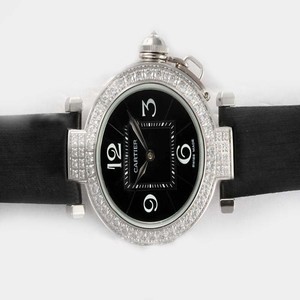 Cartier Pasha de Cartier WJ11922G Black Dial Round Stainless Steel Case Watch