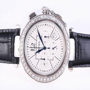 Cartier Pasha de Cartier WJ120251 Diamond Bezel White Dial Black Cow Leather Strap Watch
