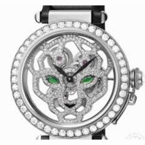 Cartier Pasha Panther Head Motif Diamond Dial Men's Watch HPI00365