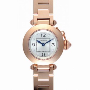 Cartier Pasha Silver Diamond Dial 18kt Rose Gold Ladies Watch WJ124016