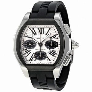 Cartier Roadster Chronograph Silver Dial Black Rubber Automatic Men's Watch W6206020
