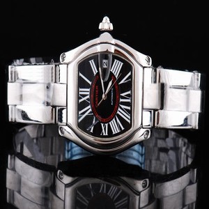 Cartier Roadster w62020x6 Black Dial Silver Stainless Steel Strap Square Watch