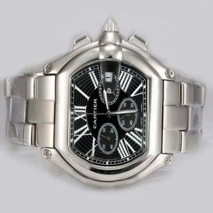Cartier Roadster W62020X6 Quartz Chronograph Rectangle Black Dial Watch
