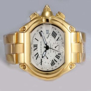 Cartier Roadster w62021y2 Square Gold Stainless Steel Strap Mens Watch