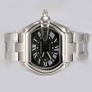 Cartier Roadster w62041v3 Silver Stainless Steel Strap Black Dial Square Watch