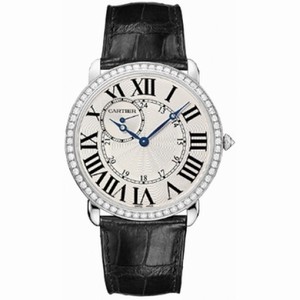 Cartier Ronde Louis Cartier Diamond Bezel 18 kt White Gold Men's Watch WR007002