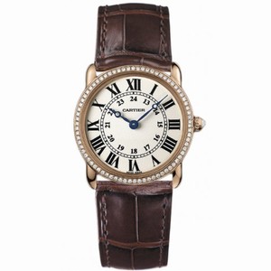 Cartier Ronde Louis Cartier Diamond Bezel Silver Dial 18 kt Rose Gold Ladies Watch WR000351