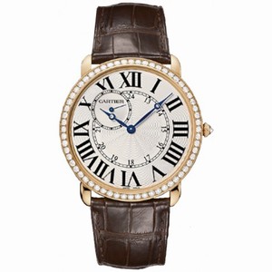 Cartier Ronde Louis Cartier Diamond Bezel Silver Dial 18 kt Rose Gold Men's Watch WR007001