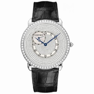 Cartier Ronde Louis Cartier Diamond Pave 18 kt White Gold Men's Watch WR007003