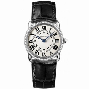 Cartier Ronde Louis Diamond Bezel Silver Dial 18 kt White Gold Ladies Watch WR000251