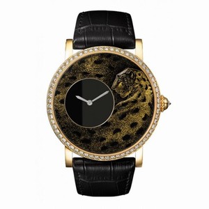 Cartier Rotonde 18K Yellow Gold with Panther Motif Dial Men's Watch HPI00700