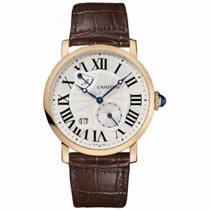Cartier Rotonde 8 Days Power Reserve Silver Dial 18kt Rose Gold Brown Leather Men's Watch W1556203