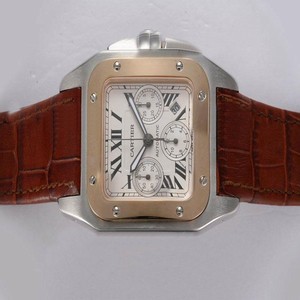 Cartier Santos 100 IDNO19260 Stainless Steel Case Square White Dial Watch