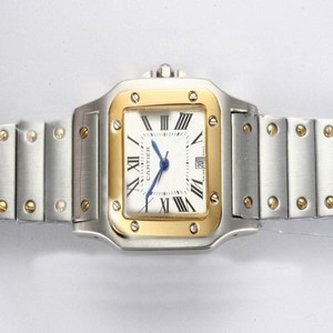 Cartier Santos 100 W200728G White Dial Stainless Steel with 18k Gold Bezel Watch