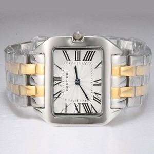 Cartier Santos 100 W200737G Mens 27x36mm Silver 18k Gold Strap Watch
