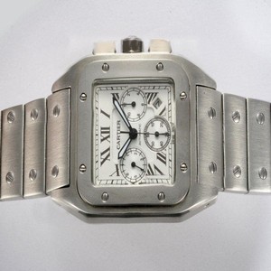 Cartier Santos 100 w200737g Mens Automatic Stainless Steel Bezel Watch