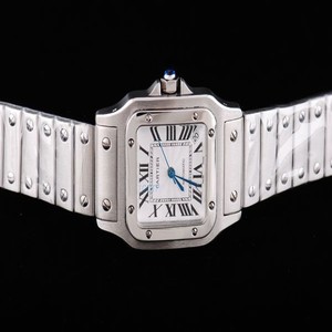 Cartier Santos 100 w200737g Mens Silver Stainless Steel Strap Square Watch