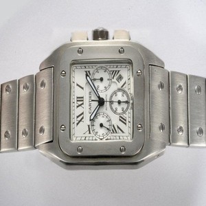 Cartier Santos 100 w200737g Silver Stainless Steel Strap Square Watch