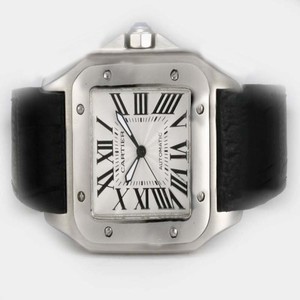 Cartier Santos 100 w20073x8 White Dial Automatic Stainless Steel Bezel Watch