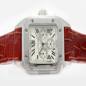Cartier Santos 100 W20090X8 Brown Cow Leather Strap 43x43mm Mens Watch