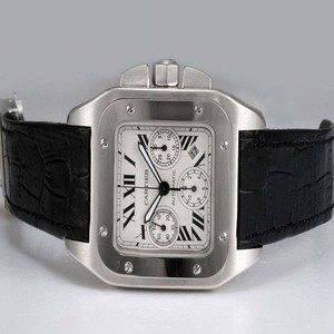 Cartier Santos 100 W20090X8 Mens Stainless Steel Bezel Automatic Watch