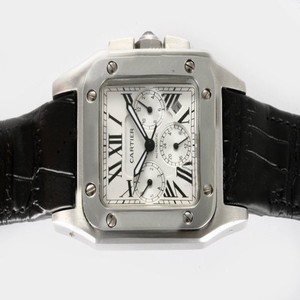 Cartier Santos 100 W20090X8 White Dial 38x38mm Stainless Steel Case Watch