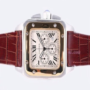 Cartier Santos 100 w20091x7 Stainless Steel Case Stainless Steel with 18k Gold Bezel Mens Watch