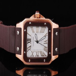 Cartier Santos 100 w20121u2 Black Rubber Strap Mens 29x40mm Watch