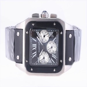 Cartier Santos 100 W2020008 38x38mm Mens Black Rubber Strap Watch
