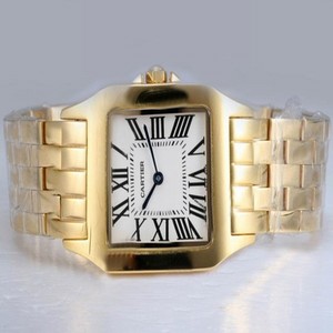 Cartier Santos 100 W25063X9 Mens Gold 18k Gold Strap Square Watch