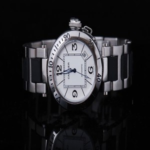 Cartier Santos 100 W3109255 Silver Stainless Steel Strap White Dial Stainless Steel Bezel Watch