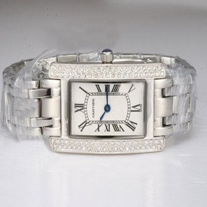 Cartier Santos 100 WB7073L1 Quartz White Dial Diamond Bezel Watch
