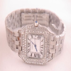 Cartier Santos 100 WF9003Y8 Womens Silver Stainless Steel Strap Watch